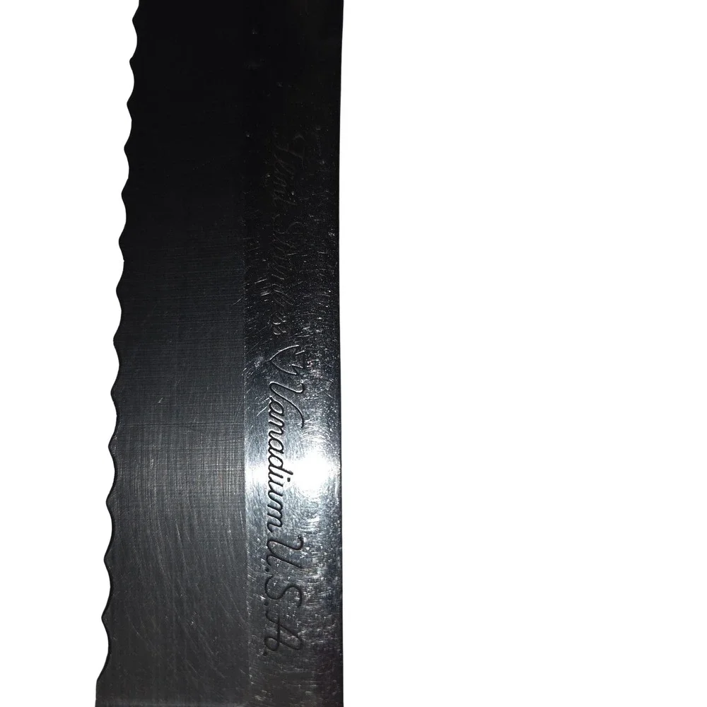Vintage Flint Stainless Vanadium Serrated Knife Wood Handle Made in USA
